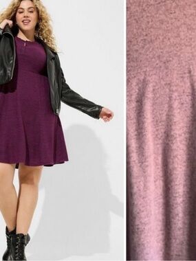 Torrid Super Soft Light Pink and Black Scoop-Neck Fit & Flare Mini Dress 1X